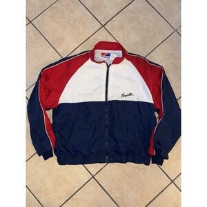 Vintage 80s‎ 90s Swingster Tempstar Windbreaker Jacket USA Made Red White Blue M